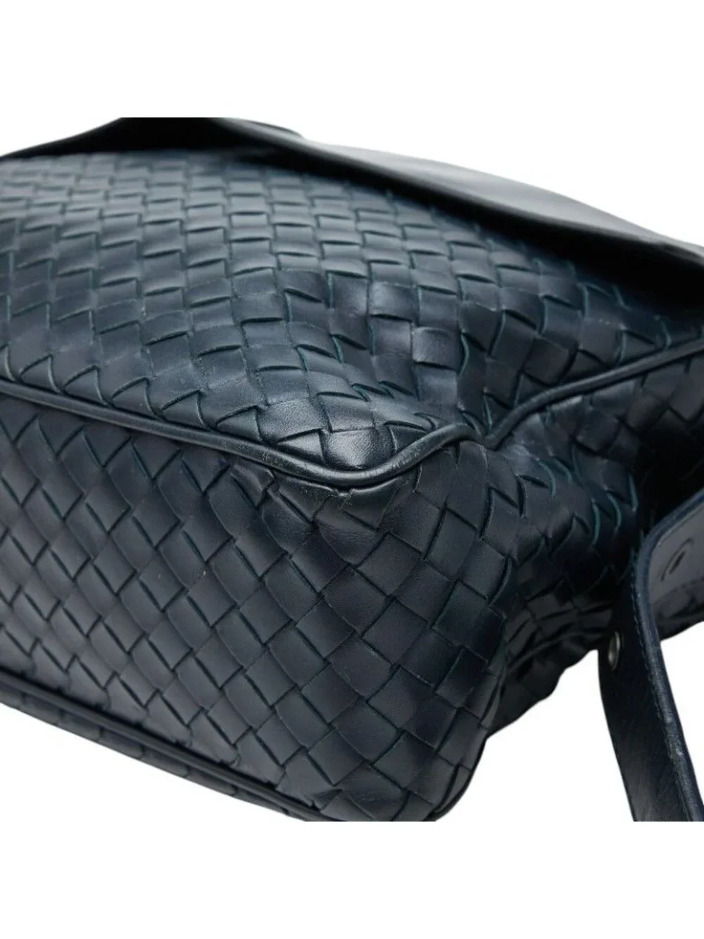 Bottega Veneta Intrecciato Crossbody Shoulder Bag Navy Leather